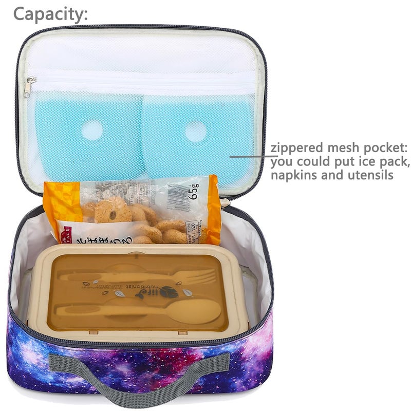 FlowFly Kids Lunch box Insulated Soft Bag Mini Cooler Back to School Thermal Meal Tote Kit for Girls, Boys,Galaxy - Image 4